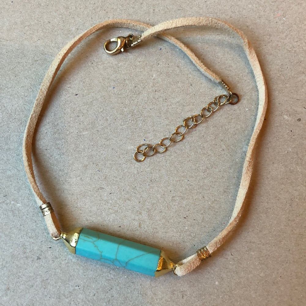 BOGO Turquoise, Gold and Leather Choker